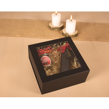 ELCO Geschenkbox m. grossem Fenster 82115.11 schwarz, 22x22x10cm 5 Stk.