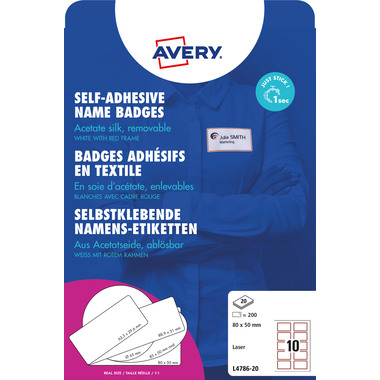 AVERY ZWECKFORM Etiquettes badges L4786-20 blanc/rouge 80x50mm 200 pcs.