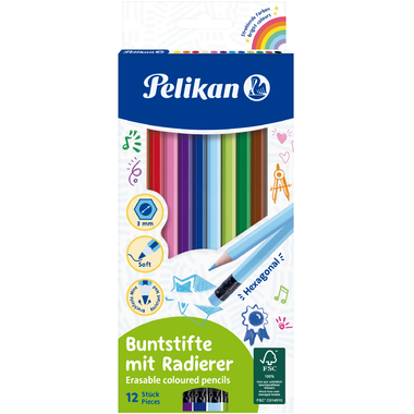 PELIKAN Buntstifte mit Radierer 700689 12 Farben