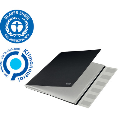 LEITZ Ordnungsmappe Recycle A4 3914-00-95 schwarz, Karton 6 Fächer