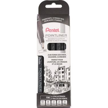 PENTEL Pointliner Pigment Fine YS20P-5F schwarz 5 Stück