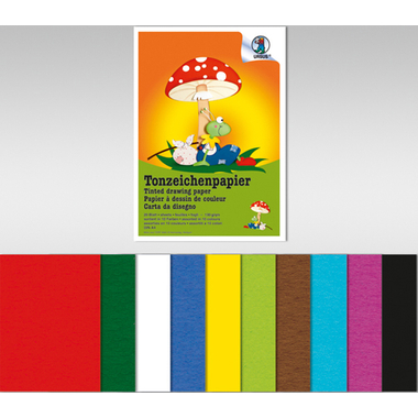 URSUS Tonzeichenpapier A3 2154099 130g, 10 Farben ass. 10 Blatt