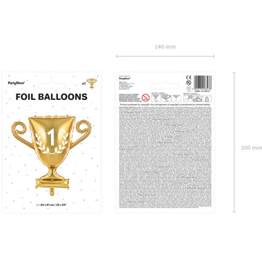 PARTYDECO Ballon en plastique 64x61cm FB110M-019 Coupe or