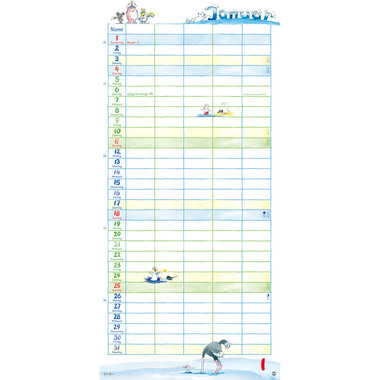 HEYE Familienplaner H. Heine 2026 1586+26 1M/1S DE 5 Spalten 21x45cm