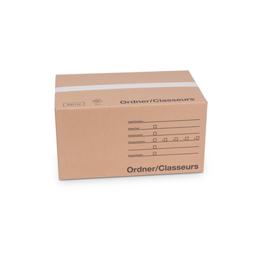 Moving box for files & hanging files with grip holes & form fields in brown 570x350x290mm