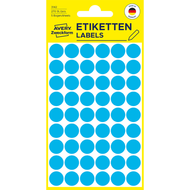 AVERY ZWECKFORM Markierungspunkte 12mm 3142 blau 270 Stück