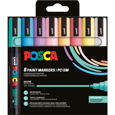 POSCA Marker 1.8-2.5mm PC-5M 8P Soft colors 8 pezzi
