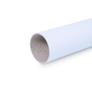 Shipping tube made of solid cardboard in white with length 500mm & Ø70mm