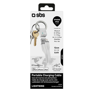 Netz und Ladekabel USB - Apple Lightning mit Schlüsselanhänger | SBS