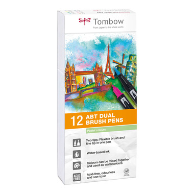 TOMBOW ABT Dual Brush Pen ABT-12P-2 12er Set Pastelltöne