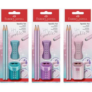 FABER-CASTELL Bleistift B/Radierer/Spitzer 118282 Sparkle Set sortiert