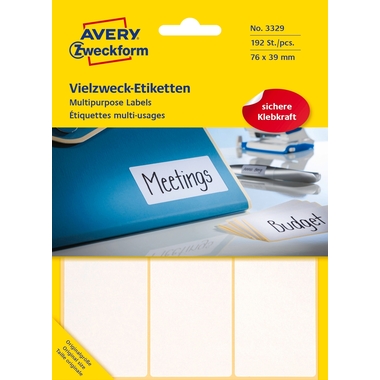 AVERY ZWECKFORM Universaletiketten 76x39mm 3329 weiss 192 Stk./32 Bl.