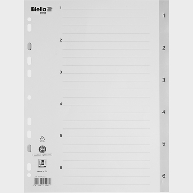 BIELLA Register PP A4 47140600U grau 1-6