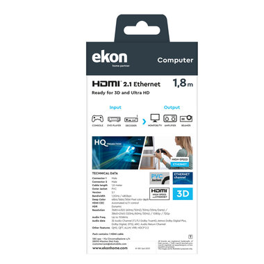 Câble HDMI avec connecteurs or 8K et 3D | Ekon