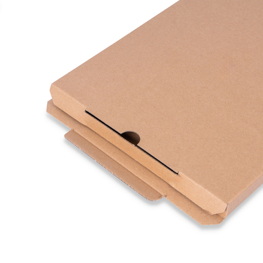 Flat packaging with tuck-in flap in brown 163x16x230mm
