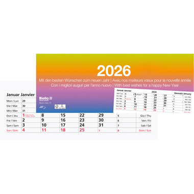 BIELLA Abreissblock Nr.14 2026 889014000026U 1M/1S mehrfarbig ML 24x9cm