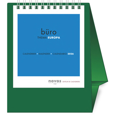 NOVOS Tischkalender Europa 2026 500084 1M/1S dunkelgrün ML 11.5x14cm