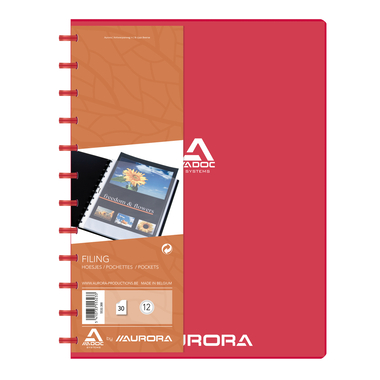 ADOC Cartella ad anelli transp. A4 5532.300 rosso 30 sacchi