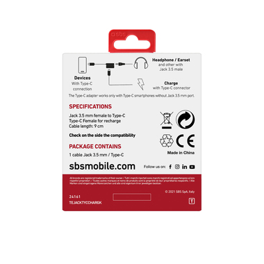 USB-C to 3.5mm jack adapter with charging