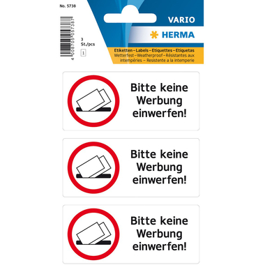 HERMA Etichette segno 5738 keine Reklame 3 pezzi