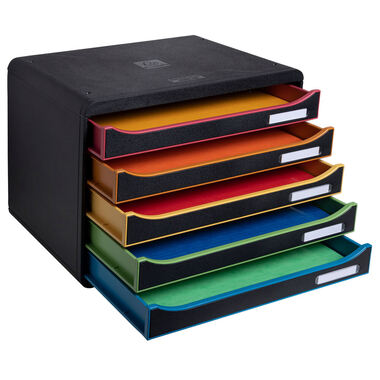 EXACOMPTA Schubladenbox Big-Box Plus 308914D schwarz/Harlekin, 5 Schubl.