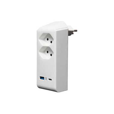 Brennenstuhl adattatore 2 x T13, 1 x USB A, 1 x USB C, ruotabile di 300°