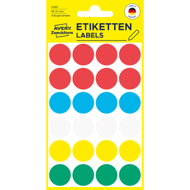 AVERY ZWECKFORM Punti marcatura 18mm 3089 ass. 96 pezzi