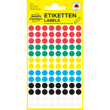 AVERY ZWECKFORM Markierungspunkte 8mm 3090 ass. 416 Stück