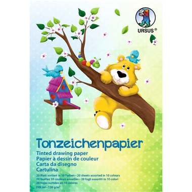 URSUS Tonzeichenpapier A4 2134699 130g, 10 Farben ass. 20 Blatt