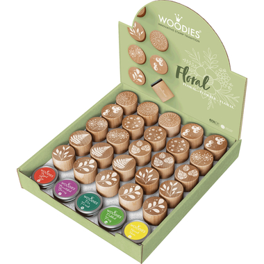 COLOP Woodies Display Floral 165670 25 tampons, 5 coussins