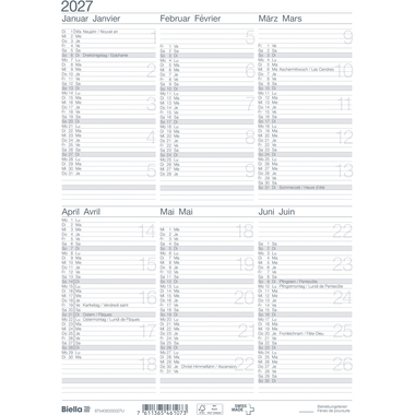 BIELLA Wandkalender 2027 875406000027U 6M/1S weiss DE/FR 21x29.7cm