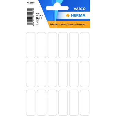 HERMA Etiketten 12×34mm 3650 weiss 126 Stück