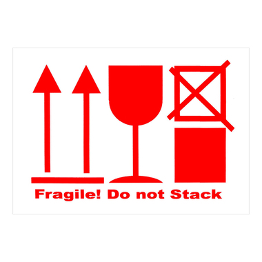 Dangerous goods sticker "Fragile! Do not Stack", 100x150mm, 500 pcs. per roll