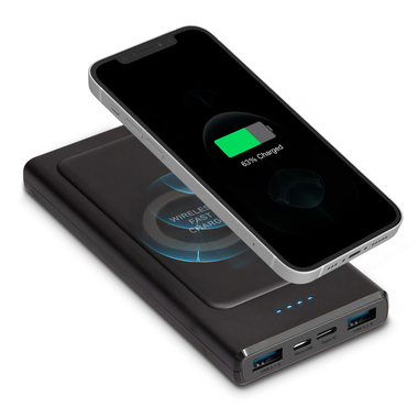10 Watt wireless powerbank with USB and Type-C ports