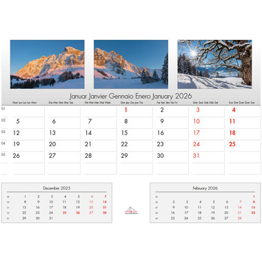 CALENDARIA Calendrier 2026 9783036205144 Swiss Mix ML 31.5x23cm
