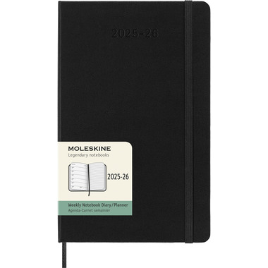 MOLESKINE Wochen-Notizkalender 25/26 DHB18WN3Y26 18M liniert HC schwarz 13x21cm