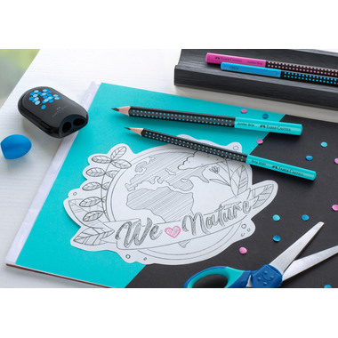 FABER-CASTELL Crayon Jumbo Grip 511912 Two Tone noir/turquoise