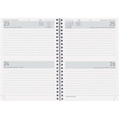 BIELLA Agenda Bi Jour Wire-O 2026 808520000026U 2G/1S Cylar ML 14.5x20.5cm