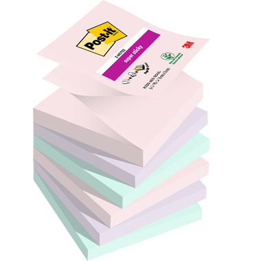 POST-IT Super Sticky Z-Notes 76x76mm R330-6SS-Soul Soul 3 couleurs 6 x 90 flls