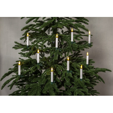 STAR TRADING LED Baumkerzen Flamme 12cm 12.003-43 weiss, Remote 10 Stück
