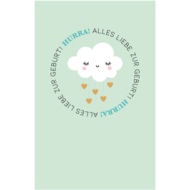 ABC Carte de voeux Baby B6 52652 Nuage avec coeurs
