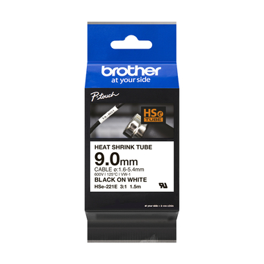 PTOUCH Heat-Shrink-Tube nero/bianco HSe-221E PT-E300/E550W 9mm