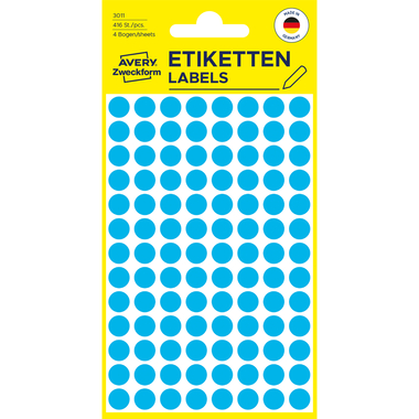 AVERY ZWECKFORM Marqueurs 8mm 3011 bleu 416 pcs.