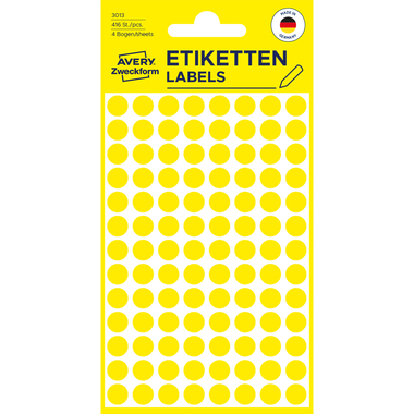 AVERY ZWECKFORM Marqueurs 8mm 3013 jaune 416 pcs.