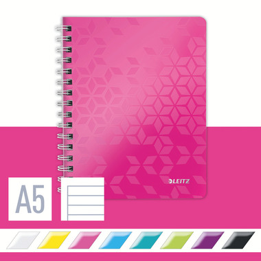 LEITZ Libro spirale WOW PP A5 46390023 pink 80 fogli