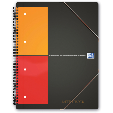 OXFORD Meetingbook International A4+ 100100362 schwarz, kariert 5mm 80 Blatt