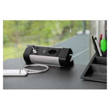 Max Hauri Bloc multiprises de table Office Line, 1x T13, 3x USB A