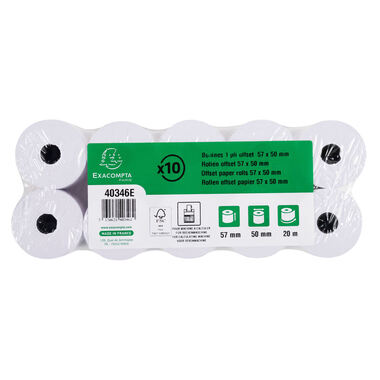 EXACOMPTA Rotolo di carta offset 10 pz. 40346E 57x50mmx20m per cassa