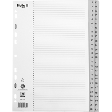 BIELLA Register PP A4 47145200U grau 1-52