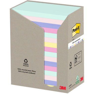 POST-IT Bloc-notes recycl. 127x76mm 655-1RPT 5-couleurs, 16x100 flls.